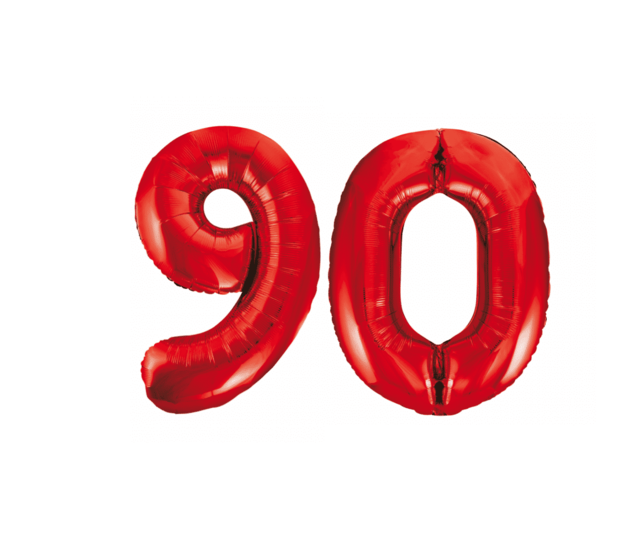 Folieballon 90 jaar rood 86cm