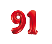 Folieballon 91 jaar rood 86cm