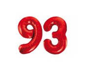 Folieballon 93 jaar rood 86cm