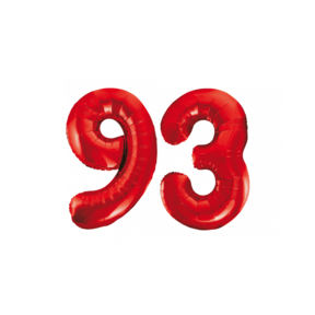 Folieballon 93 jaar rood 86cm