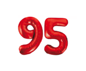 Folieballon 95 jaar rood 86cm