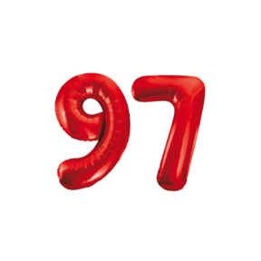 Folieballon 97 jaar rood 86cm