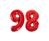 Folieballon 98 jaar rood 86cm