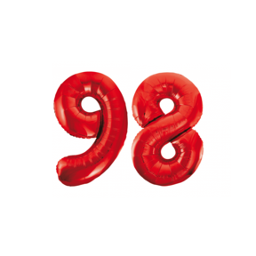 Folieballon 98 jaar rood 86cm
