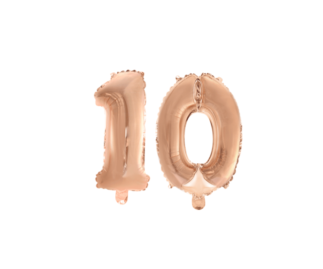 Folieballon 10 jaar Rosé Goud 41cm