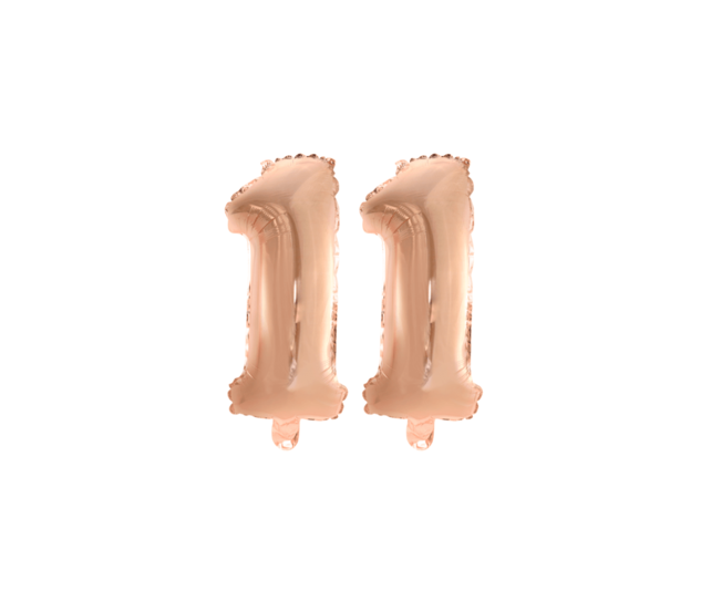 Folieballon 11 jaar Rosé Goud 41cm