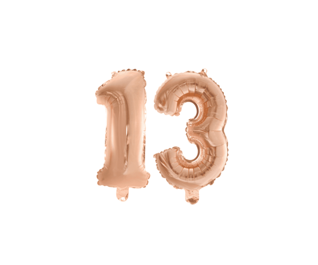 Folieballon 13 jaar Rosé Goud 41cm