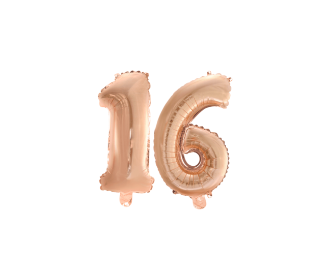 Folieballon 16 jaar Rosé Goud 41cm
