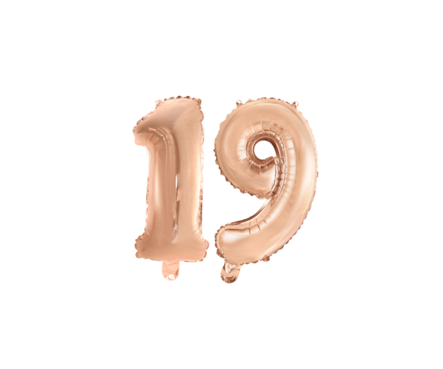 Folieballon 19 jaar Rosé Goud 41cm