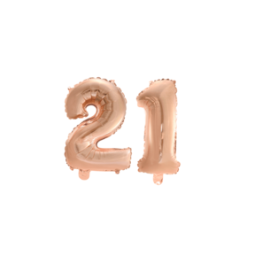 Folieballon 21 jaar Rosé Rosé Goud 41cm