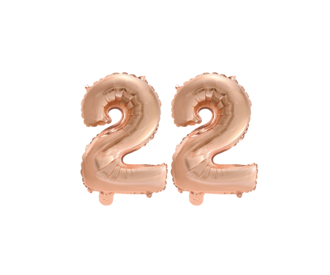 Folieballon 22 jaar Rosé Goud 41cm