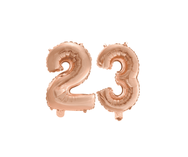 Folieballon 23 jaar Rosé Goud 41cm