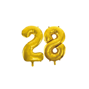 Folieballon 28 jaar Goud 41cm