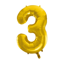 Folieballon 3 jaar Goud 41cm