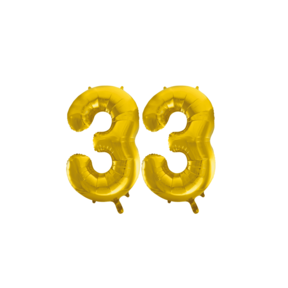 Folieballon 33 jaar Goud 41cm
