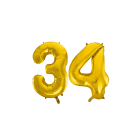 Folieballon 34 jaar Goud 41cm
