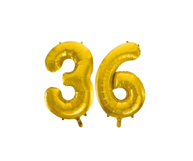 Folieballon 36 jaar Goud 41cm