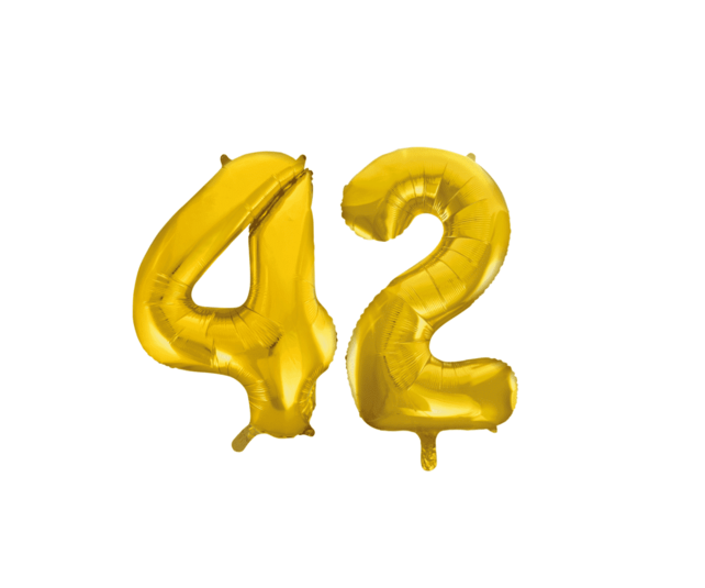 Folieballon 42 jaar Goud 41cm
