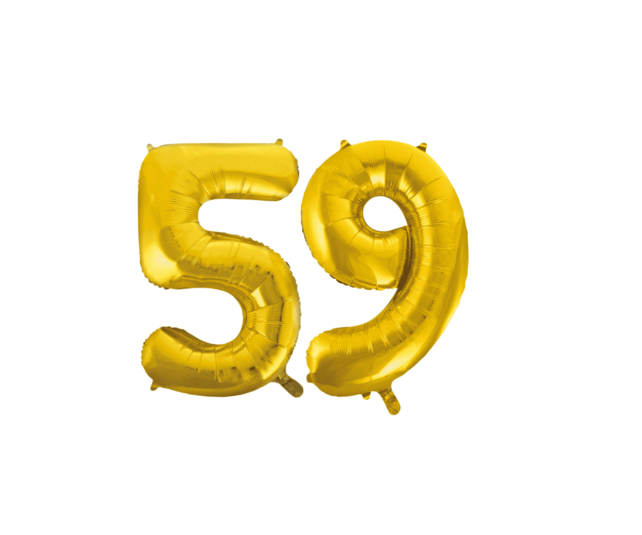 Folieballon 59 jaar Goud 41cm