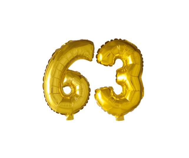 Folieballon 63 jaar Goud 41cm