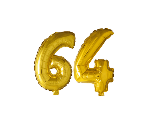 Folieballon 64 jaar Goud 41cm