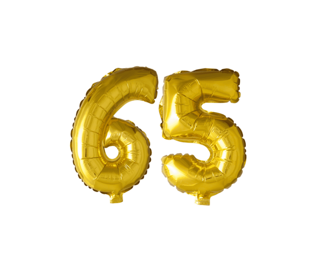 Folieballon 65 jaar Goud 41cm