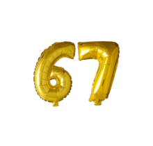 Folieballon 67 jaar Goud 41cm
