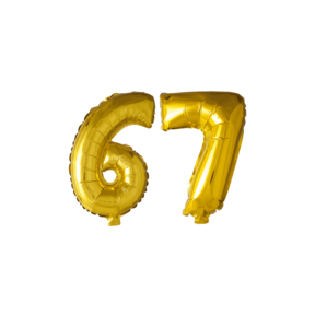 Folieballon 67 jaar Goud 41cm