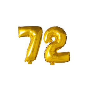 Folieballon 72 jaar Goud 41cm