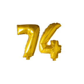 Folieballon 74 jaar Goud 41cm