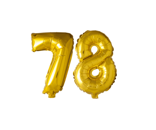 Folieballon 78 jaar Goud 41cm
