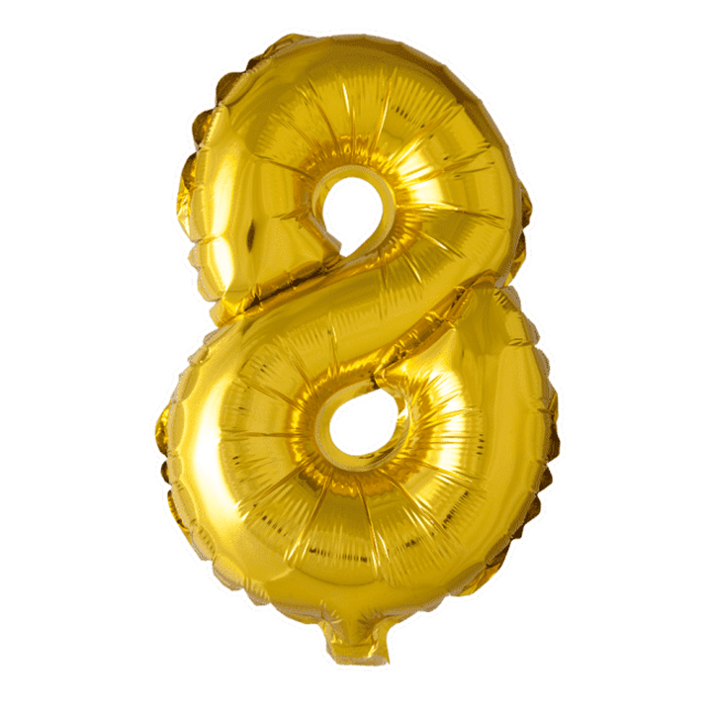 Folieballon 8 jaar Goud 41cm