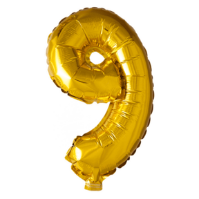 Folieballon 9 jaar Goud 41cm