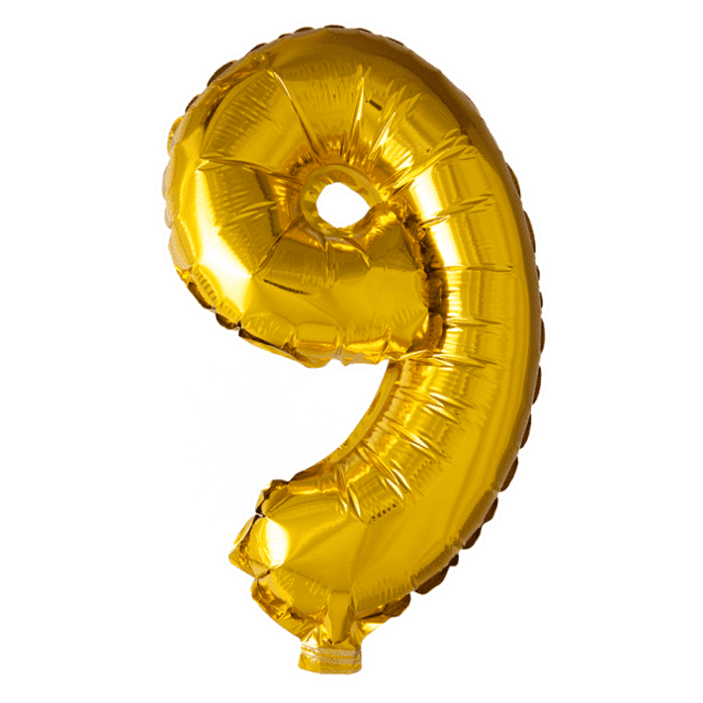 Folieballon 9 jaar Goud 41cm