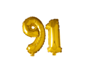 Folieballon 91 jaar Goud 41cm