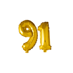 Folieballon 91 jaar Goud 41cm