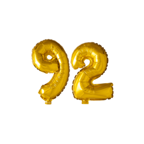 Folieballon 92 jaar Goud 41cm