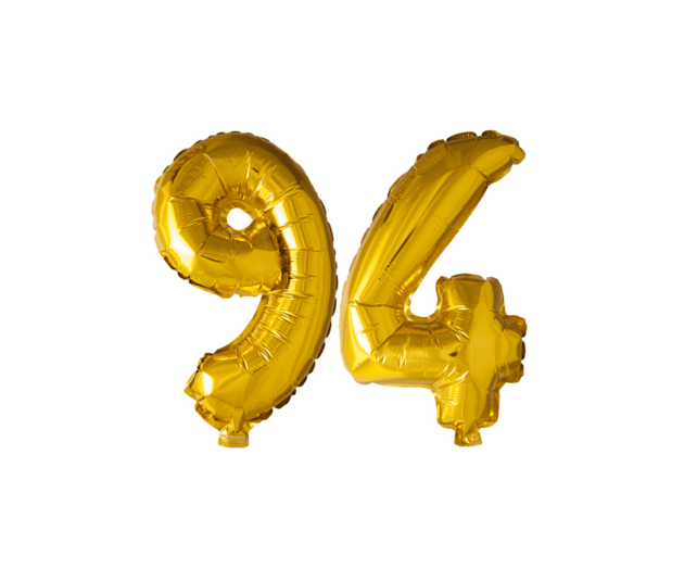 Folieballon 94 jaar Goud 41cm
