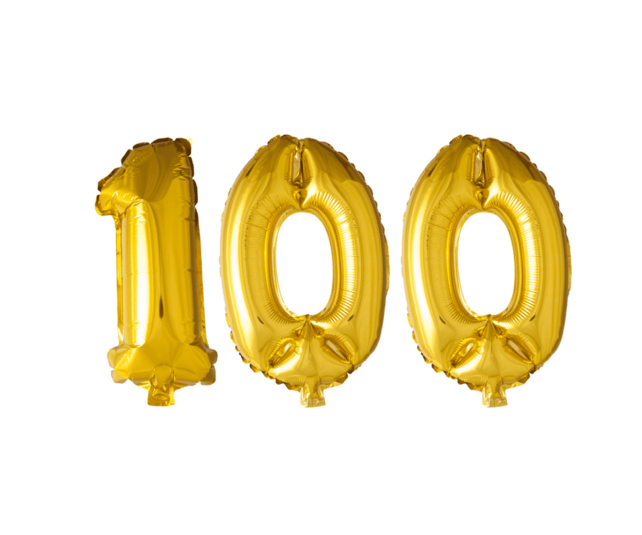 Folieballon 100 jaar Goud 41cm
