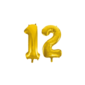 Folieballon 12 jaar Goud 41cm