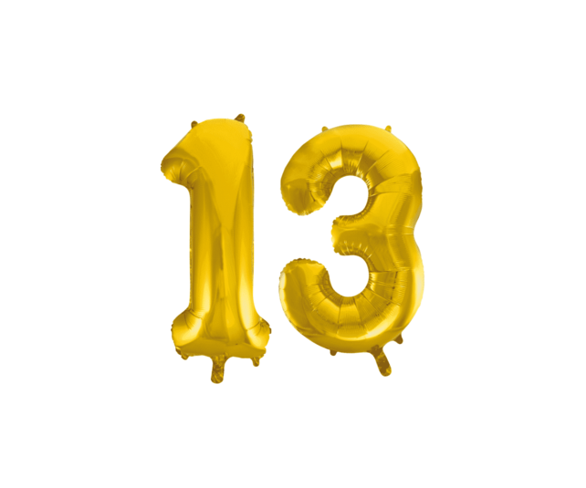 Folieballon 13 jaar Goud 41cm