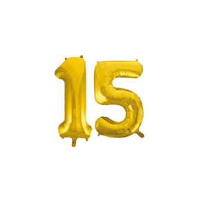 Folieballon 15 jaar Goud 41cm