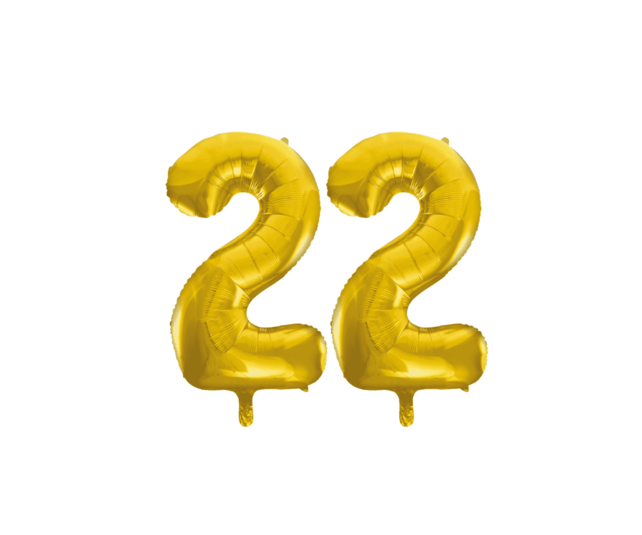 Folieballon 22 jaar Goud 41cm