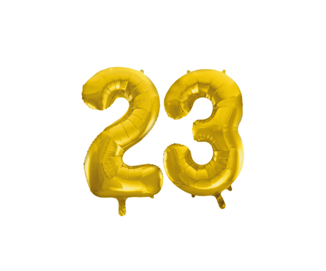 Folieballon 23 jaar Goud 41cm