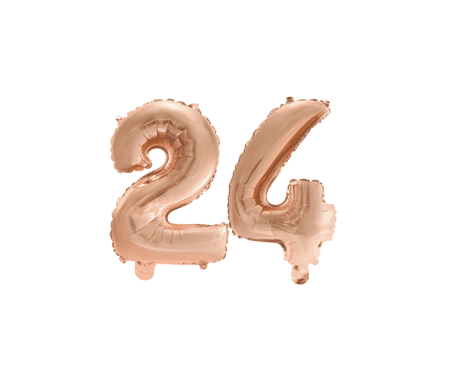 Folieballon 24 jaar Rosé Goud 86cm