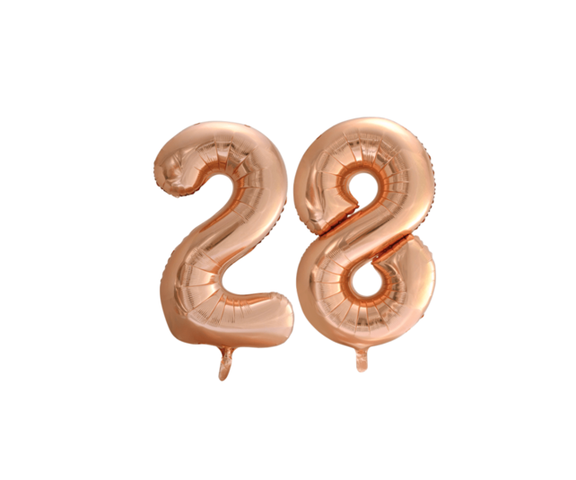 Folieballon 28 jaar Rosé Goud 86cm