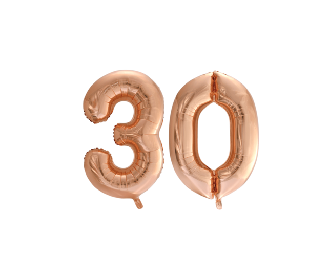 Folieballon 30 jaar Rosé Goud 86cm