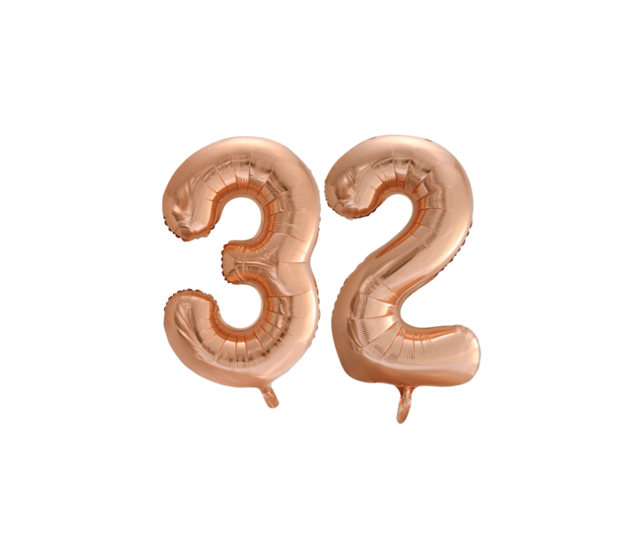 Folieballon 32 jaar Rosé Goud 86cm