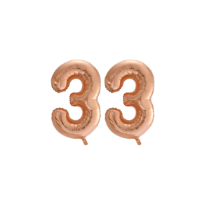 Folieballon 33 jaar Rosé Goud 86cm