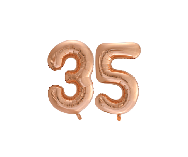 Folieballon 35 jaar Rosé Goud 86cm